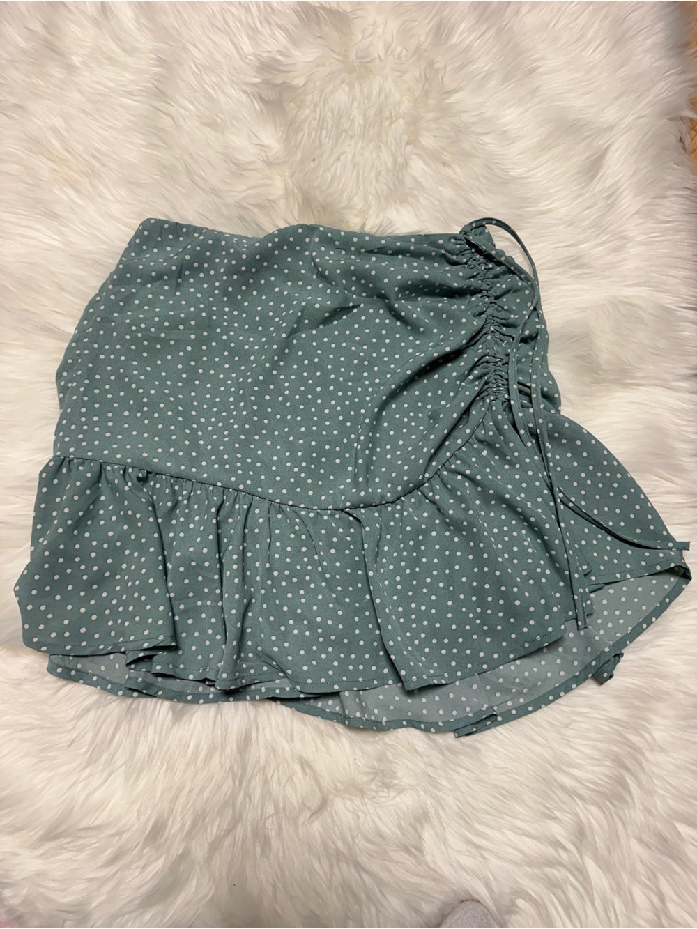 Hudson Gray Polka Dot Ruffled Mini Skirt in Sage Green Size Large